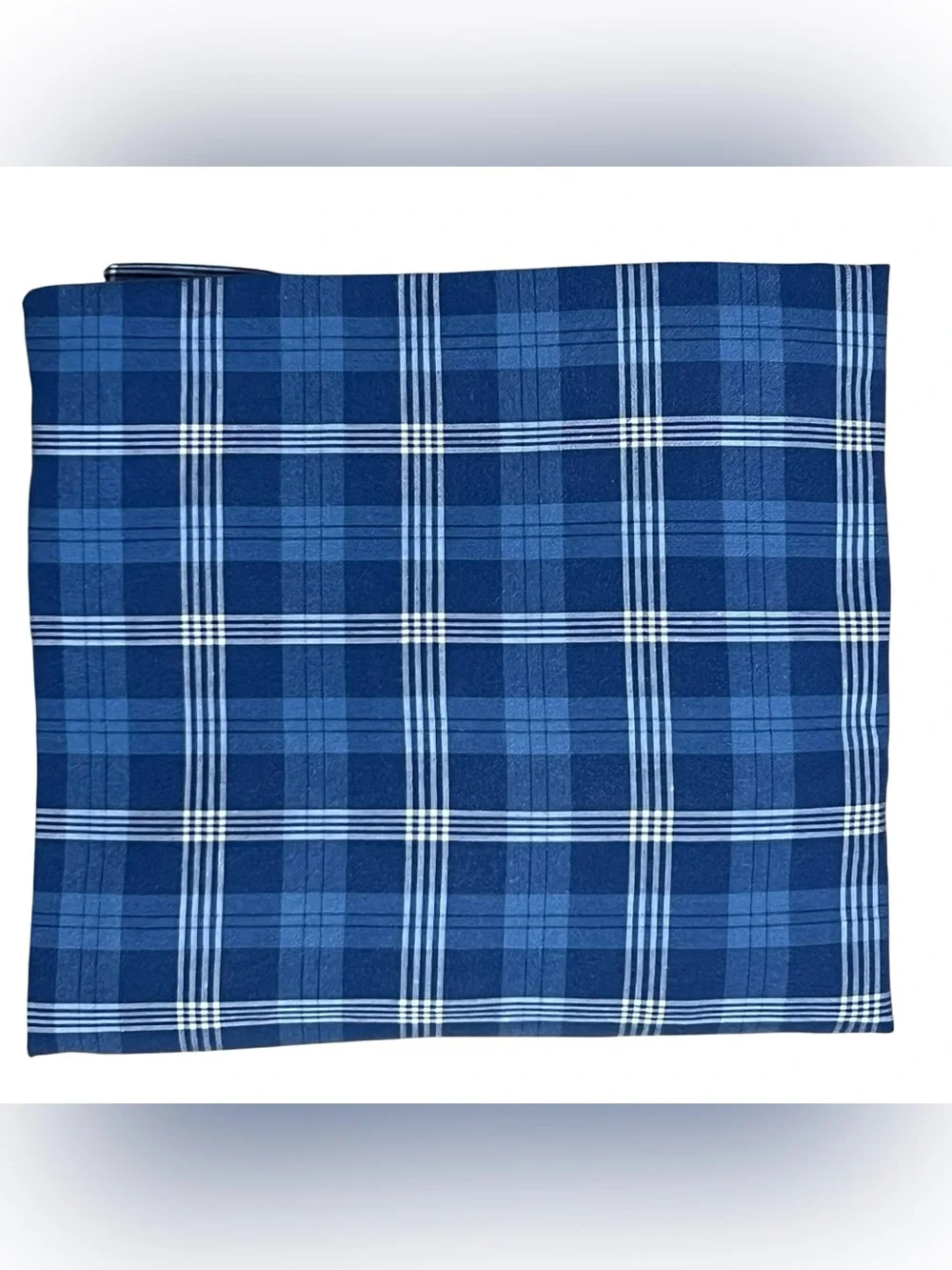 Vtg Ralph Lauren TWIN Sweetwater Blue Plaid Fitted Sheet Americana Farmhouse